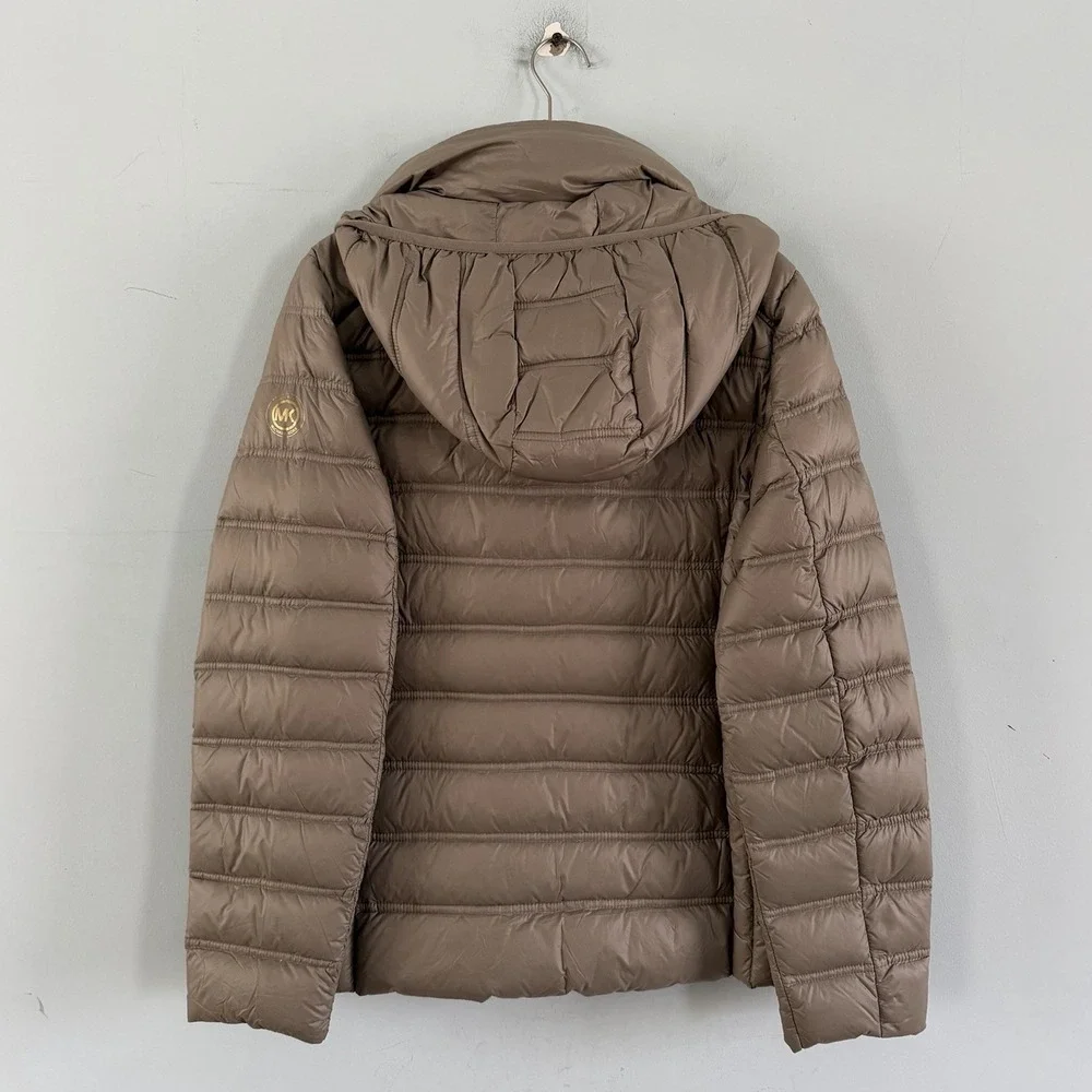 Michael Michael Kors Hooded Packable Down Fill Taupe Puffer‎ Coat